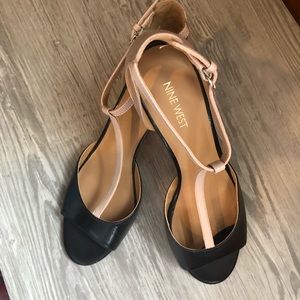 Nine West T Strap open toes heels